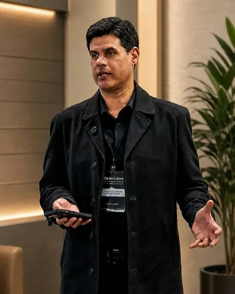 José Henrique Westphalen falando durante um encontro de líderes